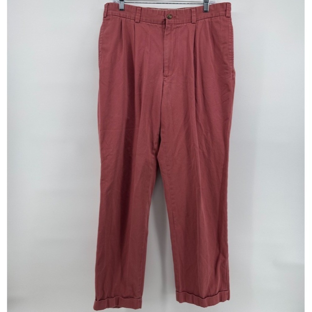 Bills Khakis Red Mens 35x32 Pleated Preppy Straight Leg USA Made Chino Pants